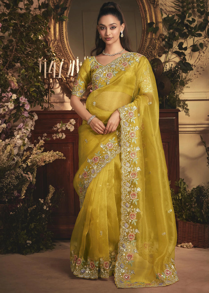 MIMOSA PURE ORGANZA WORKED SAREE