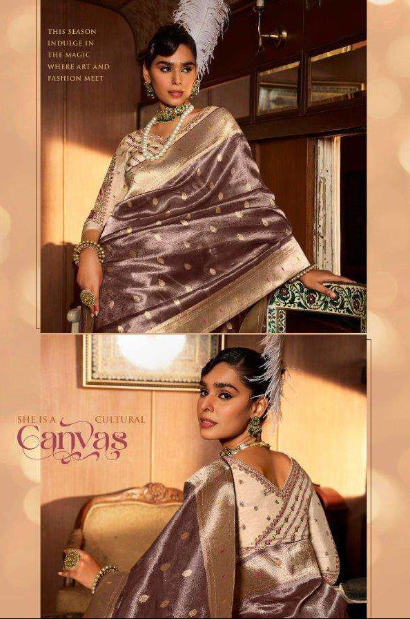 Unique fusion saree with pure tissue silk body and paithani border.