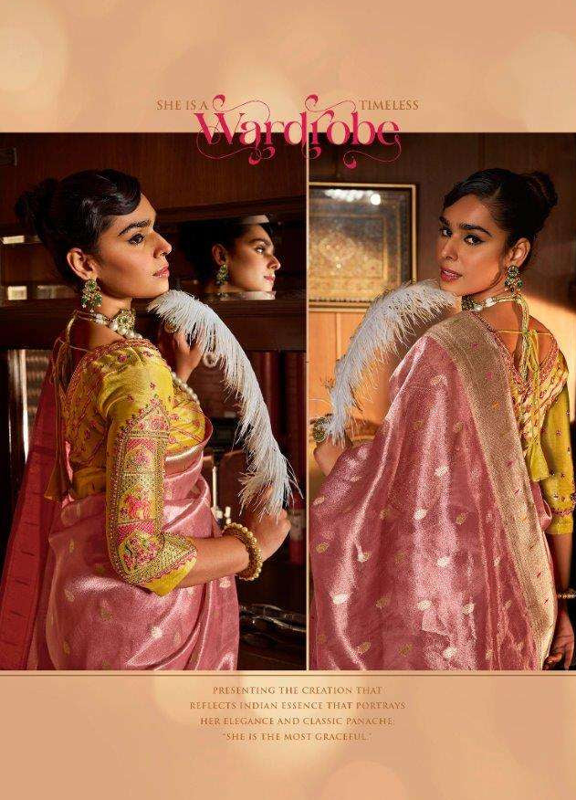 Unique fusion saree with pure tissue silk body and paithani border.