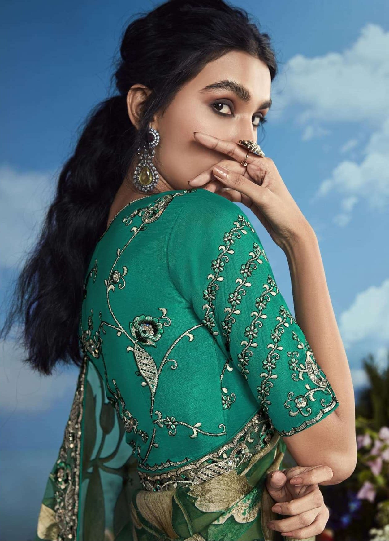 Premium garden themed designer sarees