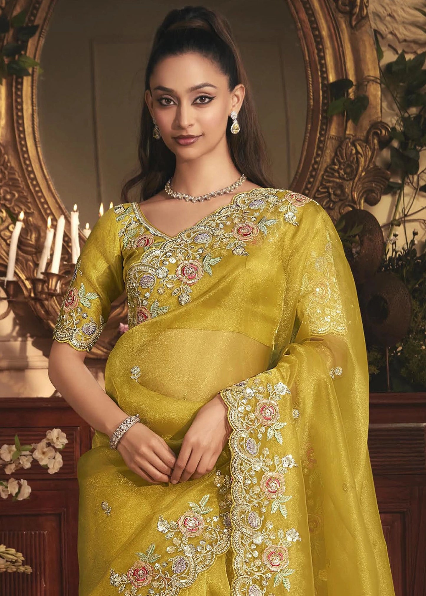 MIMOSA PURE ORGANZA WORKED SAREE