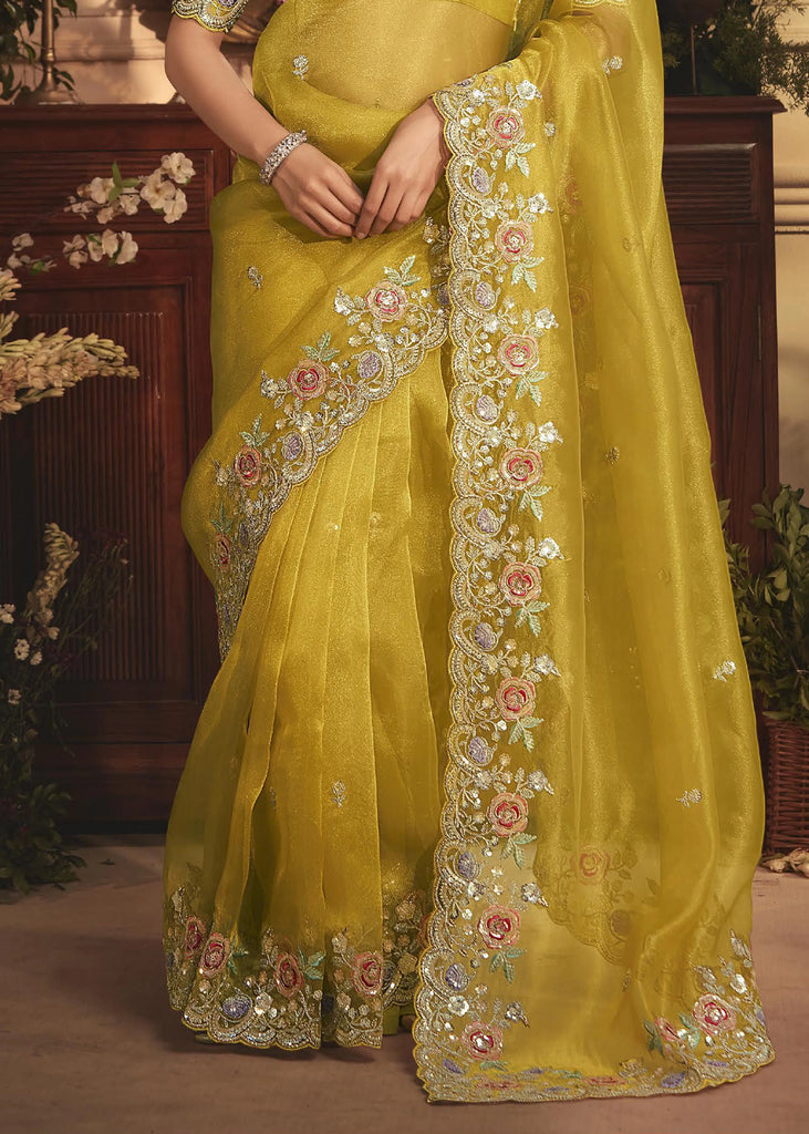 MIMOSA PURE ORGANZA WORKED SAREE