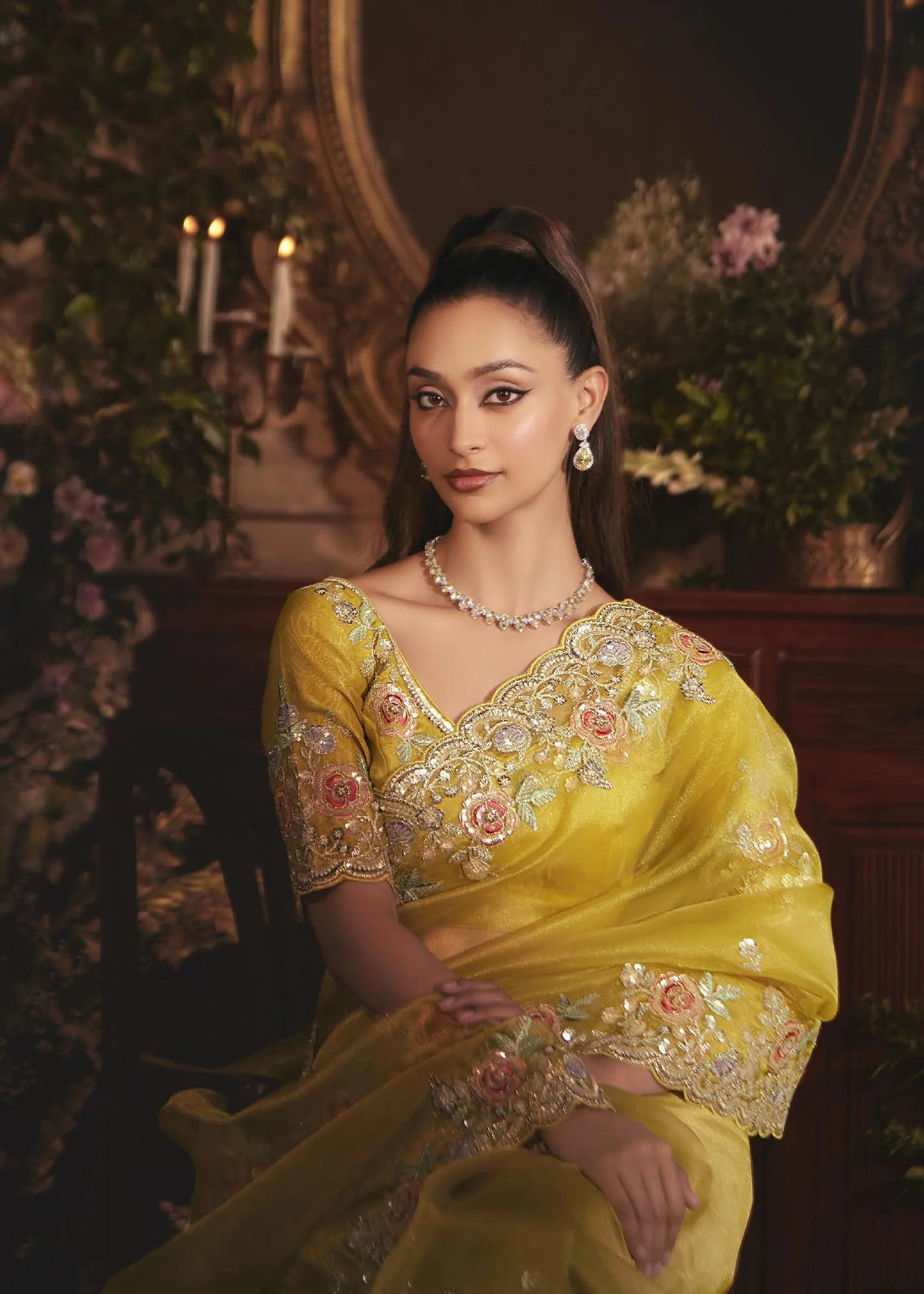 MIMOSA PURE ORGANZA WORKED SAREE