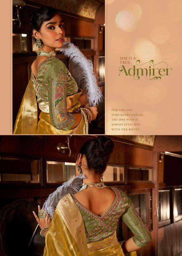 Unique fusion saree with pure tissue silk body and paithani border.