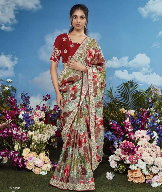 Premium garden themed designer sarees